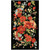 Timeless Treasures Fabrics Imperial Bloom Chong A Hwang Imperial Bloom Metallic Panel 24 Black, a fabric panel featuring vibrant floral patterns with red, white, and blue flowers on a black background with gold accents.