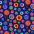 Timeless Treasures Fabrics Jubilant Tossed Floral Medallions Navy, vibrant floral pattern with colorful medallions on a navy background.