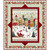 Henry Glass Nordic Holiday Village Quilt Kit, festive winter scene with Santa in sleigh, reindeer, snowmen, decorated Christmas trees, colorful houses, and holiday ornaments.