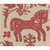 P Kaufmann Fabrics Folk Vignette Pomegranate Red Cream Folk Art Toile Horses Squirrels