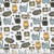 Timeless Treasures Fabrics Quirky Cats Silly Kitties White