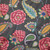 Hamilton Dupont Charcoal Embroidered Exotic Floral on Wool Poly
