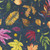 Moda Fabrics Floribunda Create Joy Project Dark Blue Midnight Tossed Leaves