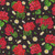 Timeless Treasures Fabrics Scarlet Beauty Black Greaniums and Daisies