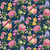 Henry Glass Fabrics Garden Symphony  Jan Mott Teal Blue Spring Flowers Iris Peony Daffodil