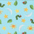 Andover Fabrics The Very Hungry Caterpillar Snack Time Light Blue Caterpillar Stars Moons, fabric with a light blue background featuring green caterpillars, yellow stars, white moons, and red and green ladybugs.