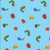 Andover Fabrics The Very Hungry Caterpillar Snack Time Light Blue Caterpillar Fruits Vegetables, light blue fabric with colorful caterpillar, apple, pear, strawberry, lemon, and leaf patterns.