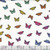 Andover Fabrics Color Wheel by Alison Glass Cream Rainbow Butterflies, fabric featuring a colorful butterfly pattern on a white background.