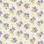 Marcus Fabrics Aunt Grace Goes Scrappy Judie Rothermel Lilac Floral, floral fabric pattern with purple and orange flowers, green leaves, and small black dots on a cream background.