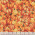 Timeless Treasures Fabrics Gather with a Grateful Heart Harvest Pumpkin Collage Orange Pumpkin, fabric featuring a detailed pattern of orange pumpkins with green stems on a warm background.