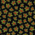 Timeless Treasures Fabrics Joyful Small Holly Berry Dots Black, fabric with a festive pattern of holly leaves and red berries on a black background with small yellow dots.