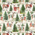 Timeless Treasures Fabrics Rustic Holiday Deer in Sweaters Pine Trees Cream, Christmas-themed deer in cozy sweaters and scarves amid pine trees and holly accents.