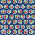 Wilmington Prints Sweet Cherry Anne Rowan Cherry Floral Blooms Navy Blue Red, cherry floral fabric pattern with cherries, green leaves, and stylized flowers on navy blue background.