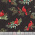 Wilmington Prints Cardinal Celebration Katrina Pete Cardinals Holly Pine Black Red fabric, featuring red cardinals perched on pine branches with holly berries against a black background.