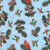 Andover Fabrics Snowbirds by Two Can Art Blue Cardinals Chicadees Pine Cones Pine Sprays