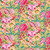 FreeSpirit Fabrics From the Archives by Kaffe Fassett Floral Dance Pink, floral fabric pattern with large pink, red, and cream flowers, green leaves, and yellow accents on a teal background.