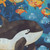 Quilting Treasures Fabrics Aquatic Adventures by Dan Morris Blue Ocean Life Panel, colorful underwater scene with fish, whale, and coral in vibrant colors.