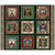 Quilting Treasures Fabrics Santa's Workshop Reindeer Patches Panel 36, a fabric panel featuring nine reindeer illustrations dressed in holiday sweaters, framed in various rustic wood and festive backgrounds.