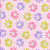 Benartex Fabrics Cozy Cats Cherry Guidry Kitty Blooms Light Pink Multi, fabric with a pattern of cute smiling cats' faces surrounded by colorful flower petals in purple, pink, and green on a light pink background.