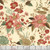 Riley Blake Fabrics Morning Latte Main Latte, floral fabric with pink, red, green, and beige flowers and leaves on a cream background.