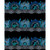 In The Beginning Fabrics Dragons Blue Fury Ethereal Flame Repeating Stripe, a fabric pattern featuring vibrant blue dragons encircled by intricate geometric and flame-like designs with Celtic knot accents, set against a black background.