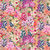 Liberty Fabrics Pink Painted Travels Floral Tana Lawn, vibrant floral fabric with pink, purple, blue, and peach flowers and green foliage