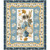 Blank Quilting Fabrics Autumn Vibes Tossed Leaves & Pumpkins Throw Quilt Kit, quilt with pumpkins, leaves, sunflowers, and plaid patterns in shades of blue, beige, and gold.