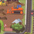 Clothworks Fabrics Let's Go! Canvas Play Mat Panel, colorful illustrated construction and road scene with bulldozers, a gravel pile, a stop sign, and trees.
