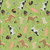 Clothworks Fabrics Let's Go! Green Farm Animals, fabric with playful illustrations of horses, cows, chickens, and pigs on a green background.
