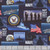 Benartex Fabrics Sykel Military Armed Services US Navy Scenes, fabric featuring images of Navy ships, eagle, American flag, soldiers, and Navy emblems.
