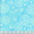 Windham Fabrics Anthology Batiks Jacqueline de Jonge Luna Powder Blue Lollypop, light blue batik fabric with white floral and mandala-like patterns.