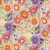 Dear Stella Fabrics Secret Garden Clara Jean Farm Flowers Peach Purple Sage, floral fabric pattern with vibrant pink, orange, purple, and green watercolor flowers.