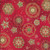 Andover Fabrics Good Tidings by Makower UK Red Snow Crystal, Christmas-themed fabric featuring intricate gold, green, and pink snowflake and star patterns on a vibrant red background.