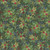 Andover Fabrics Good Tidings by Makower UK Mint Green Holly Bush, fabric with a festive pattern of green holly leaves, red holly berries, and golden accents on a dark background.