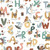 Dear Stella Fabrics Alphabet City White Alphabet City, fabric pattern featuring illustrated woodland animals, trees, mushrooms, and alphabet letters with playful labels.