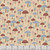 Dear Stella Fabrics Alphabet City Almond Cute As A Button, whimsical mushroom print fabric with pink, blue, red, and beige mushrooms on a light beige background.