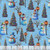 Blank Quilting Fabrics Frostykins Ray Heere Lt. Blue Snowmen with Lamposts and Trees
