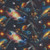 Blank Quilting Fabrics Space Cadet Francesco Moretti Black Spacecrafts