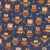 Quilting Treasures Fabrics Bearsville Dan Morris Navy Blue Owls, a fabric with a navy blue background featuring colorful, whimsical owl patterns and decorative leaves and berries.