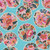 Quilting Treasures Fabrics Exotica Dan Morris Blue Floral Circles, fabric with colorful floral patterns inside circular designs on a blue background.