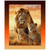 Quilting Treasures Fabrics Roar of the Pride Dan Morris Red Orange Lion Cubs Panel, featuring a detailed illustration of a majestic lion with three lion cubs in a savannah landscape with a warm sunset background.