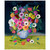 Quilting Treasures Fabrics Blooming Bouquet Blue Green Pink Yellow Watercolor Floral Vase
