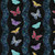 Benartex Fabrics Circle of Butterflies Jackie Robinson Black Butterfly Split Waves