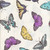 Benartex Fabrics Circle of Butterflies Jackie Robinson Cream Butterfly Waves fabric, featuring colorful illustrated butterflies on a cream background.