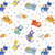 Wilmington Prints Fe-Line Frisky Anne Rowan Cat Toss White Aqua Blue Orange