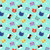 Wilmington Prints Fe-Line Frisky Anne Rowan Cat Heads Teal Blue