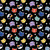 Wilmington Prints Fe-Line Frisky Anne Rowan Cat Heads Black Aqua Blue Orange