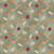 Wilmington Prints Harvest Blooms Beth Grove Flowers Toss Sage Green fabric, with scattered white, beige, orange, and red flowers on a sage green background.