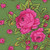 Kaffe Fassett Collective for FreeSpirit Fabrics February 2026 by Kaffe Fassett Rosie Green, floral fabric pattern with pink roses and green leaves on a green background.