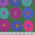 Kaffe Fassett Collective for FreeSpirit Fabrics February 2026, Pinking Blue fabric with colorful circular floral patterns on a green background.